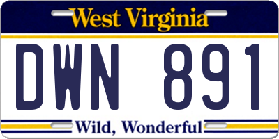 WV license plate DWN891