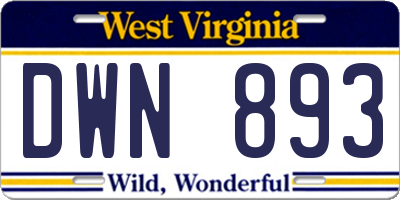 WV license plate DWN893
