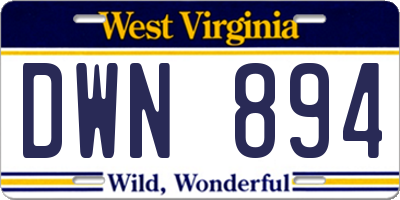 WV license plate DWN894