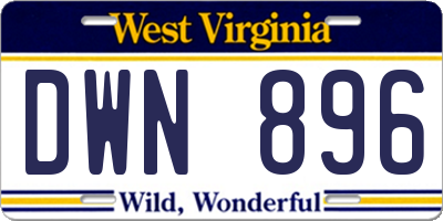 WV license plate DWN896