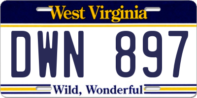 WV license plate DWN897