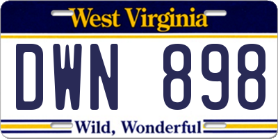WV license plate DWN898