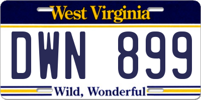 WV license plate DWN899
