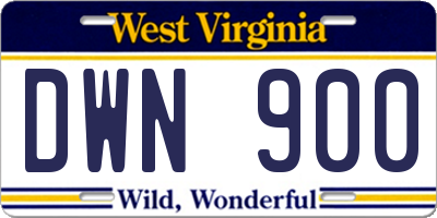 WV license plate DWN900