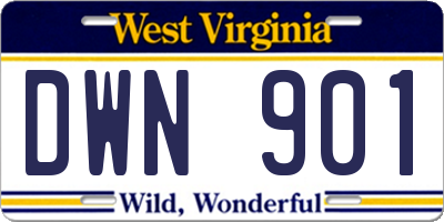 WV license plate DWN901