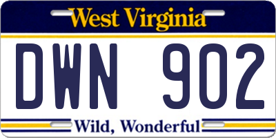 WV license plate DWN902