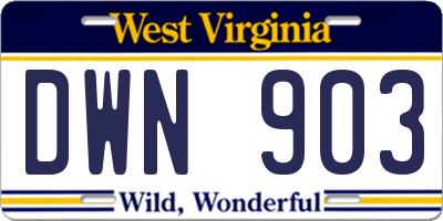 WV license plate DWN903