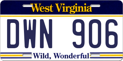 WV license plate DWN906