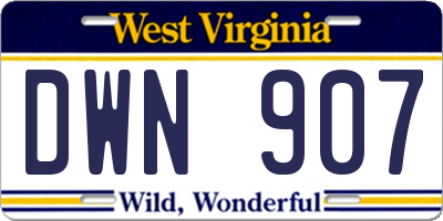 WV license plate DWN907