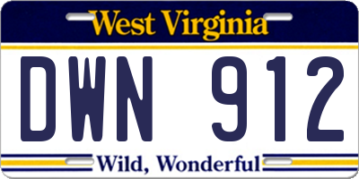 WV license plate DWN912