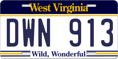 WV license plate DWN913