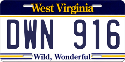 WV license plate DWN916