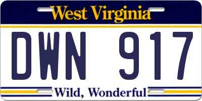 WV license plate DWN917