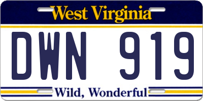 WV license plate DWN919