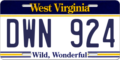 WV license plate DWN924
