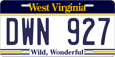 WV license plate DWN927