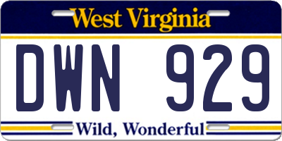 WV license plate DWN929