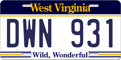 WV license plate DWN931