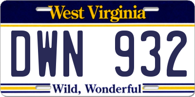 WV license plate DWN932