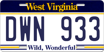 WV license plate DWN933