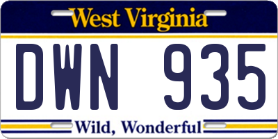 WV license plate DWN935