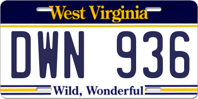 WV license plate DWN936