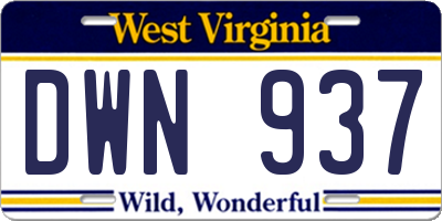 WV license plate DWN937