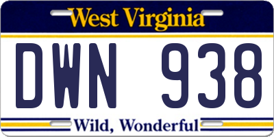 WV license plate DWN938