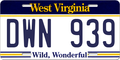 WV license plate DWN939