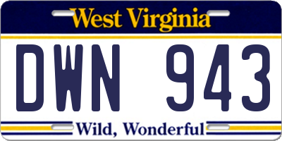 WV license plate DWN943