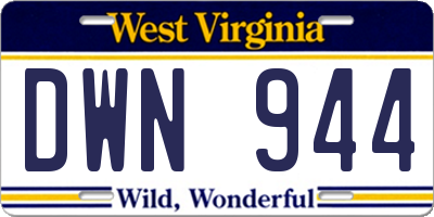 WV license plate DWN944
