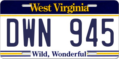 WV license plate DWN945