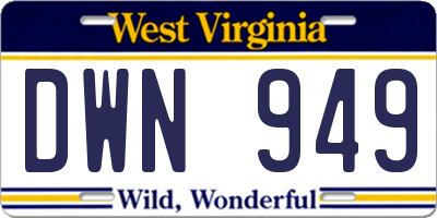 WV license plate DWN949