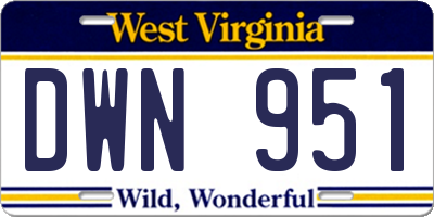 WV license plate DWN951