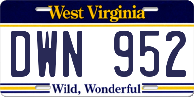 WV license plate DWN952