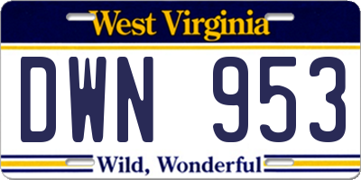 WV license plate DWN953