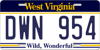 WV license plate DWN954