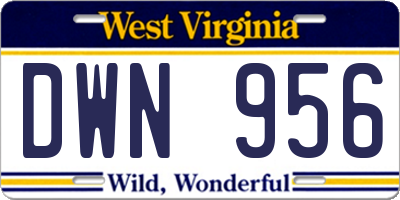 WV license plate DWN956
