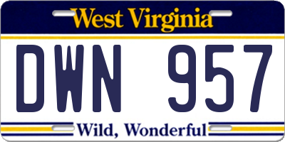 WV license plate DWN957