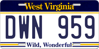 WV license plate DWN959