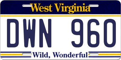 WV license plate DWN960
