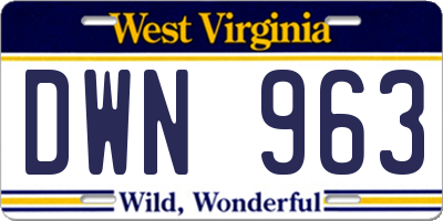 WV license plate DWN963