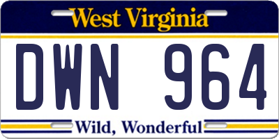 WV license plate DWN964