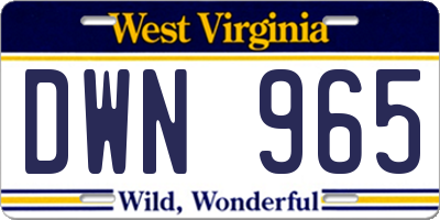 WV license plate DWN965