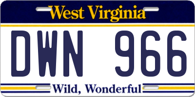 WV license plate DWN966