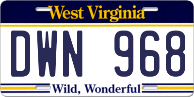 WV license plate DWN968