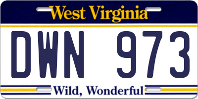 WV license plate DWN973
