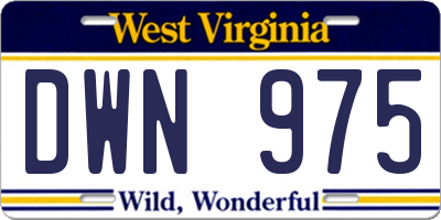 WV license plate DWN975