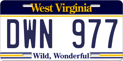 WV license plate DWN977