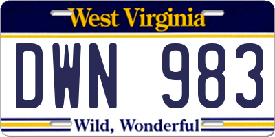 WV license plate DWN983